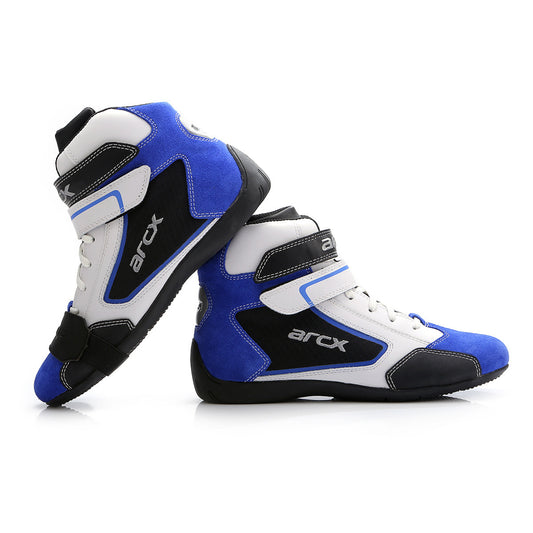 Motorcycle Boots, Shoes, Blue Leather, Breathable