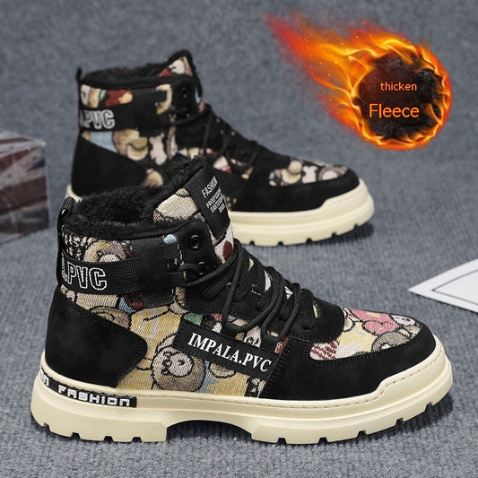 Fleece-lined Warm Men's Motorcycle, Fashion Boots High-top.