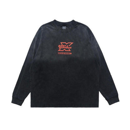 Washed Dyed Printed Long-sleeved T-shirt